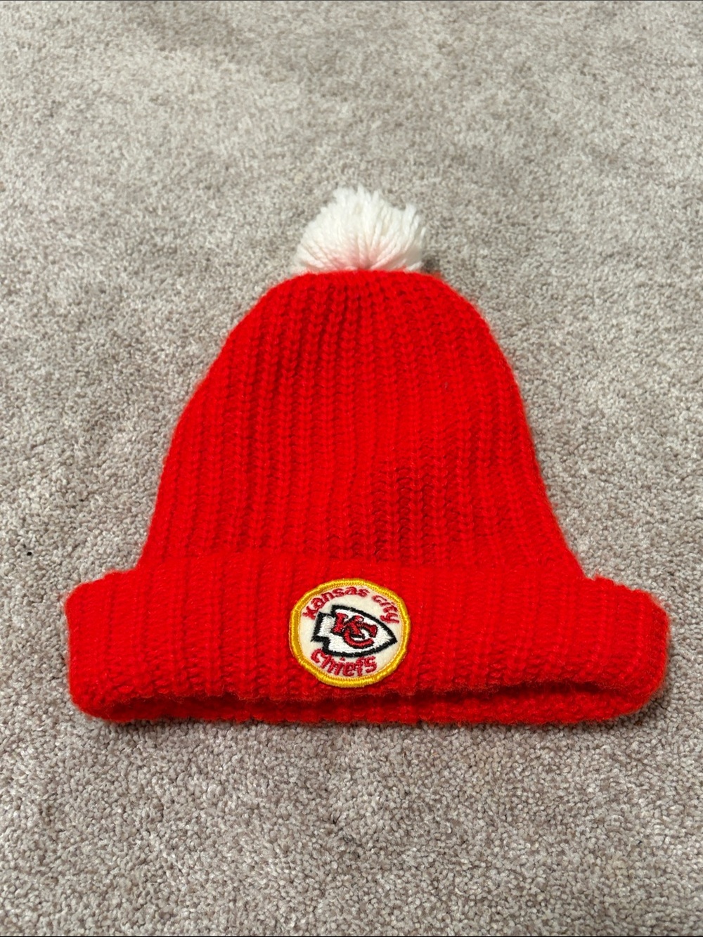 Vintage Kansas City Chiefs Red Pom Pom Beanie/face mask